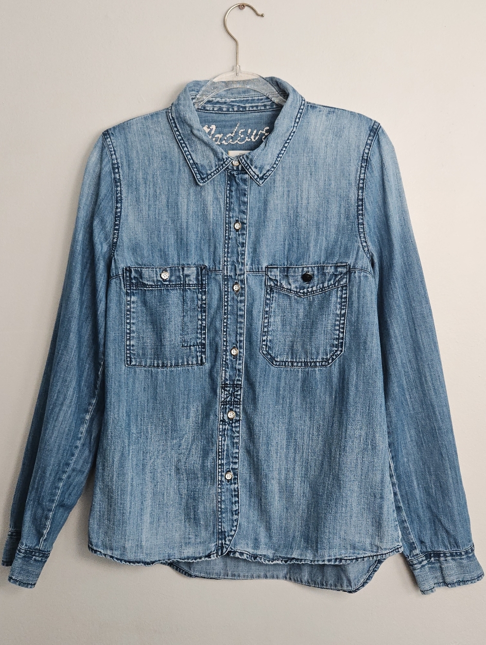 Madewell Blue Denim Chambray Button-Down Shirt | Size Small | 100% Cotton